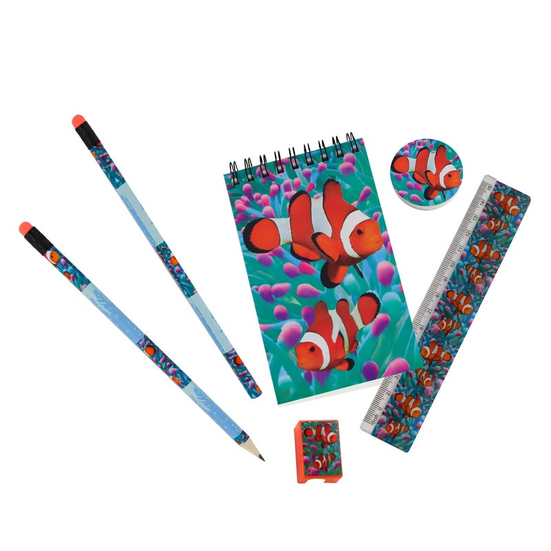 Deluxebase Wild Stationery Set - Giraffe from Office and School Supplies Including 2 Pencils, Rubber Eraser, Sharpener, Ruler, and Cute Notebook with Animal Theme, Great Writing Resources. - Image 2